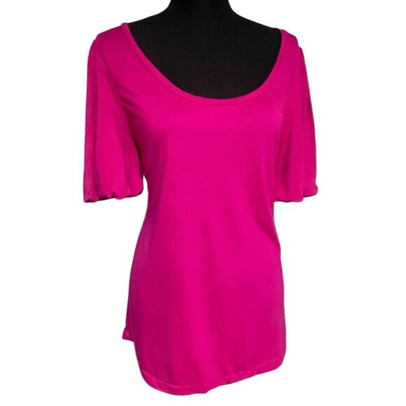 Old Navy Magenta Pink Puff Sleeve Scoop Neck Top - Picture 1 of 6